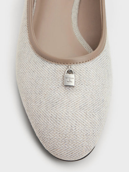 CHARLES & KEITH Essential / Griselda Two-Tone Ballet Flats - Light Grey