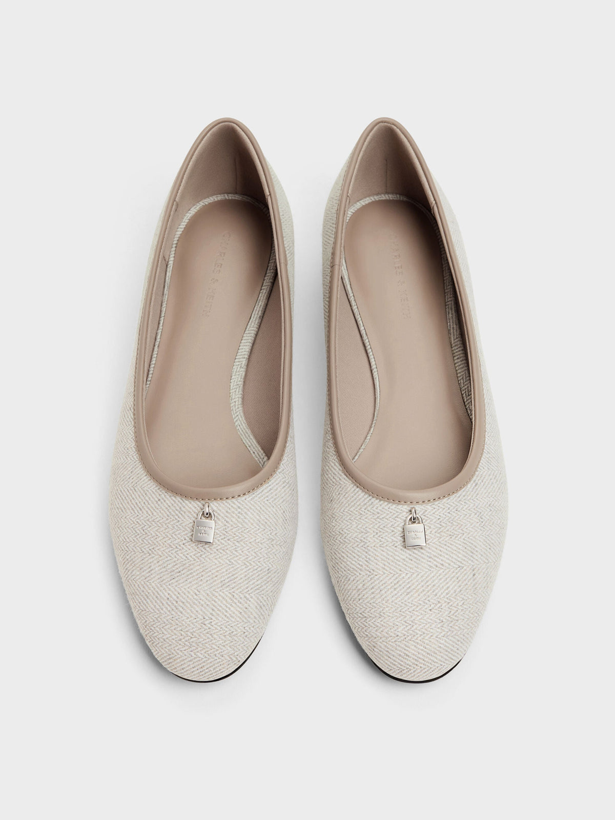 CHARLES & KEITH Essential / Griselda Two-Tone Ballet Flats - Light Grey