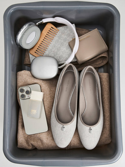 CHARLES & KEITH Essential / Griselda Two-Tone Ballet Flats - Light Grey