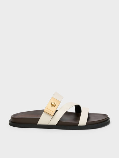 CHARLES & KEITH Classic / Aelin Metallic-Buckle Strappy Sandals - White