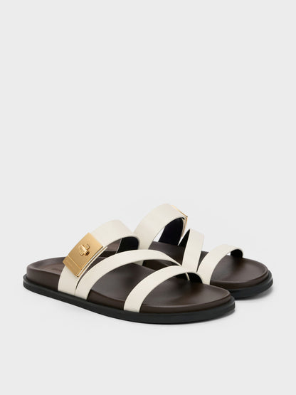 CHARLES & KEITH Classic / Aelin Metallic-Buckle Strappy Sandals - White