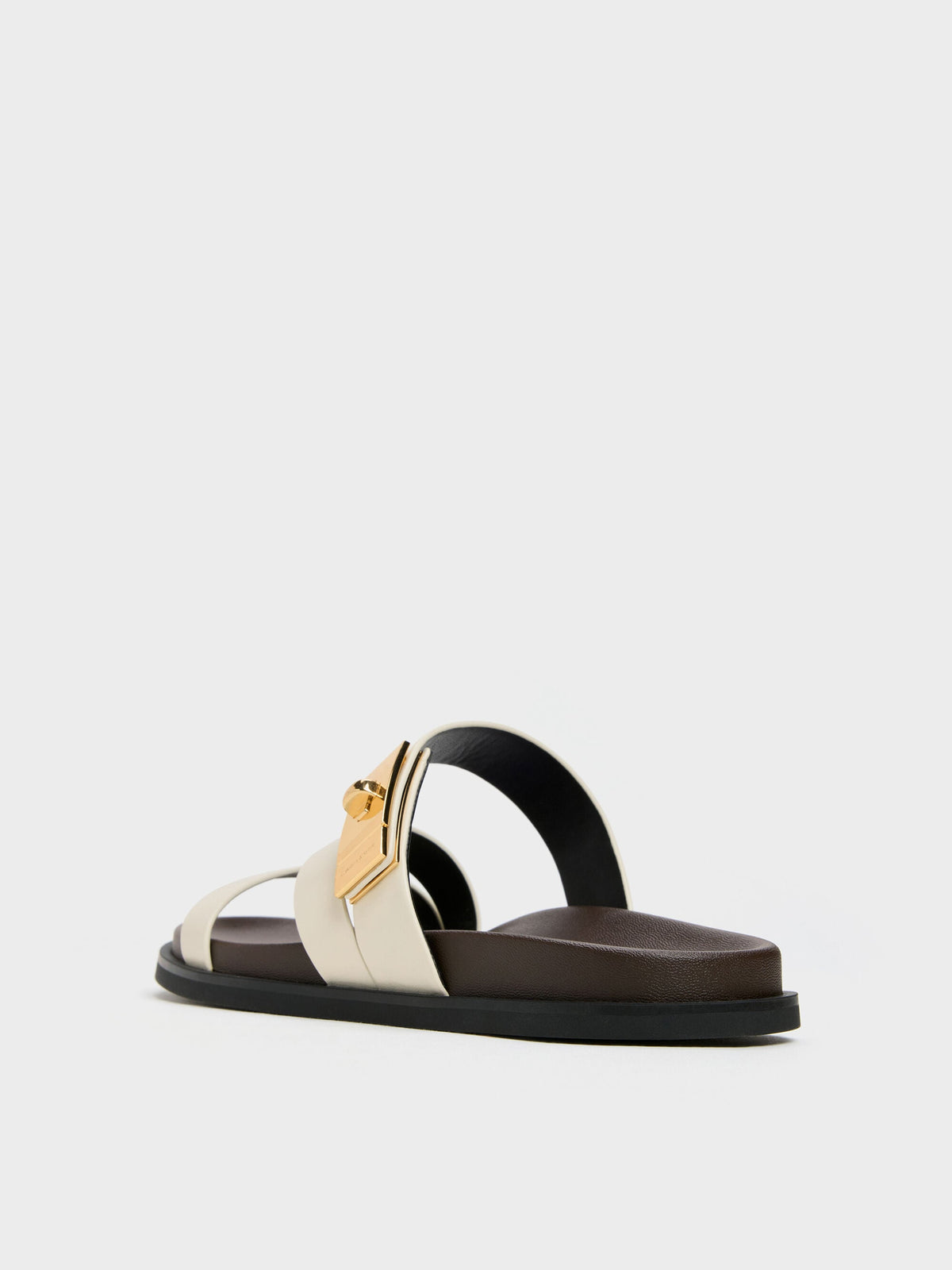 CHARLES & KEITH Classic / Aelin Metallic-Buckle Strappy Sandals - White