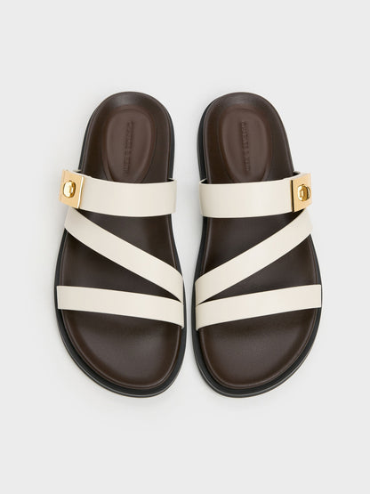 CHARLES & KEITH Classic / Aelin Metallic-Buckle Strappy Sandals - White