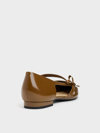 CHARLES & KEITH Trending / Anastasia Leather D'Orsay Flats - Brown