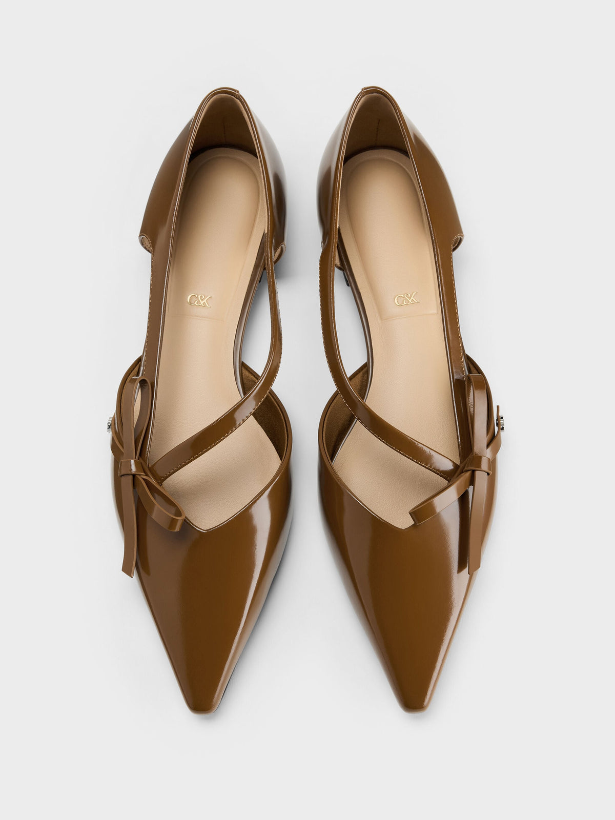 CHARLES & KEITH Trending / Anastasia Leather D'Orsay Flats - Brown