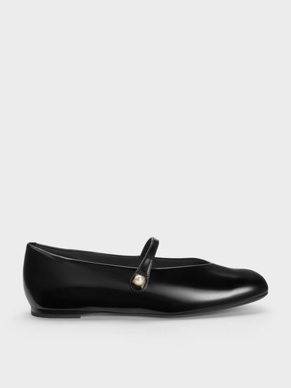 CHARLES & KEITH Popular / Marie Pearl Mary Jane Flats - Black Box