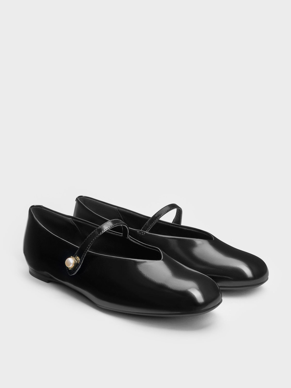 CHARLES & KEITH Popular / Marie Pearl Mary Jane Flats - Black Box