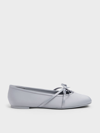 CHARLES & KEITH Best Price / Satin Bow Ballet Flats - Grey