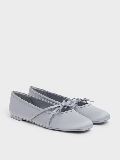 CHARLES & KEITH Best Price / Satin Bow Ballet Flats - Grey