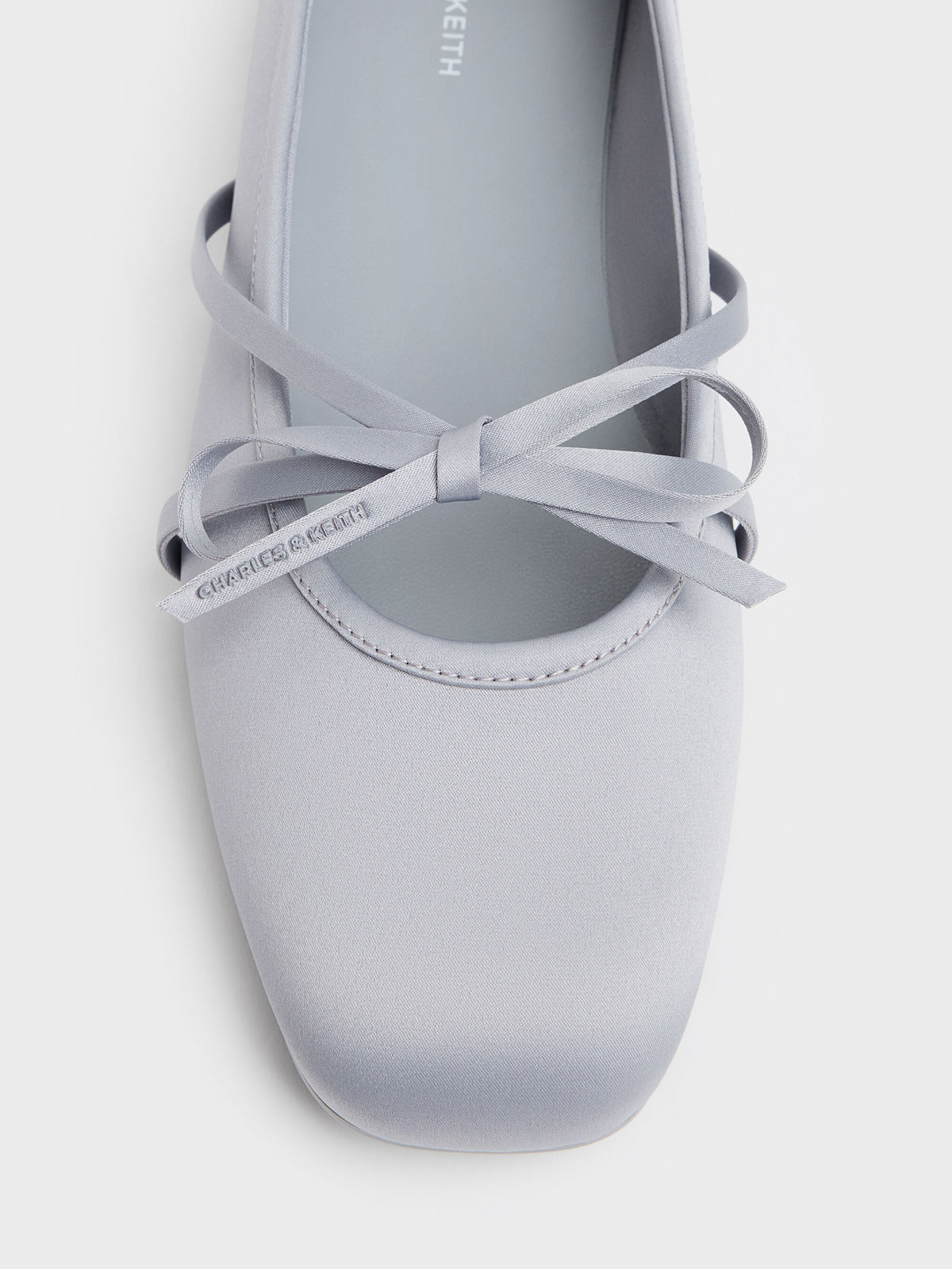 CHARLES & KEITH Best Price / Satin Bow Ballet Flats - Grey