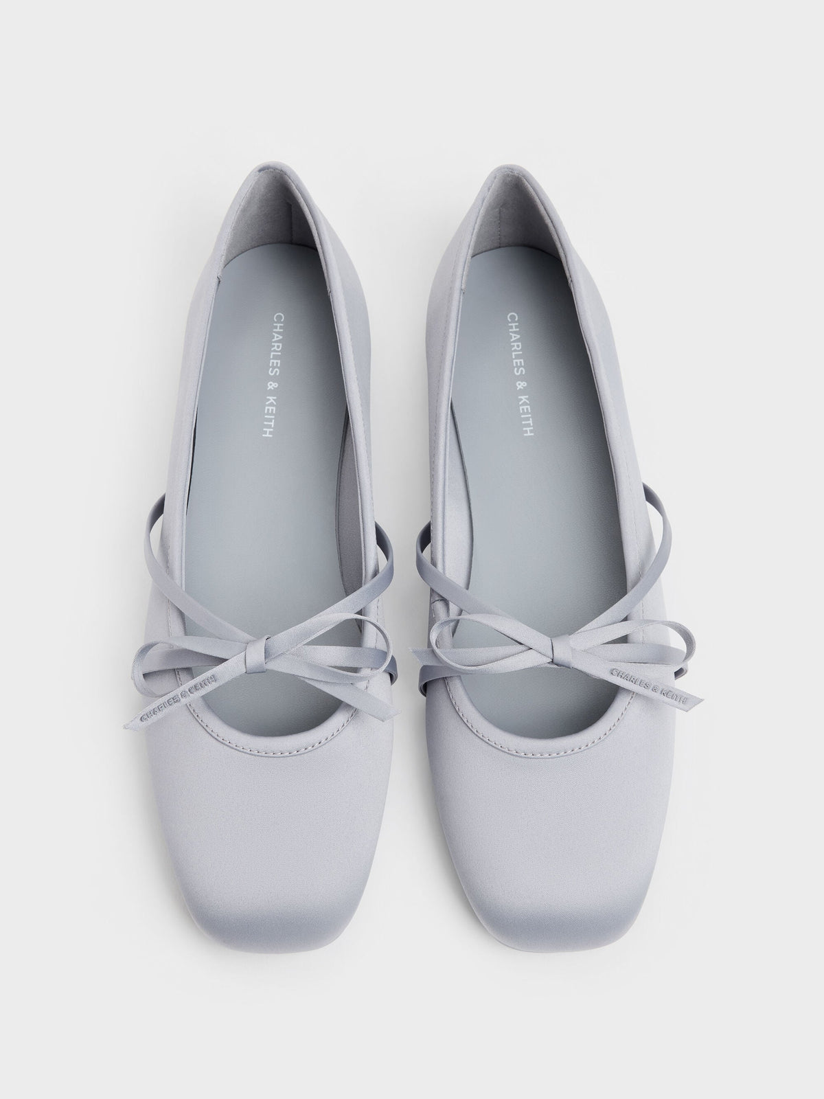 CHARLES & KEITH Best Price / Satin Bow Ballet Flats - Grey