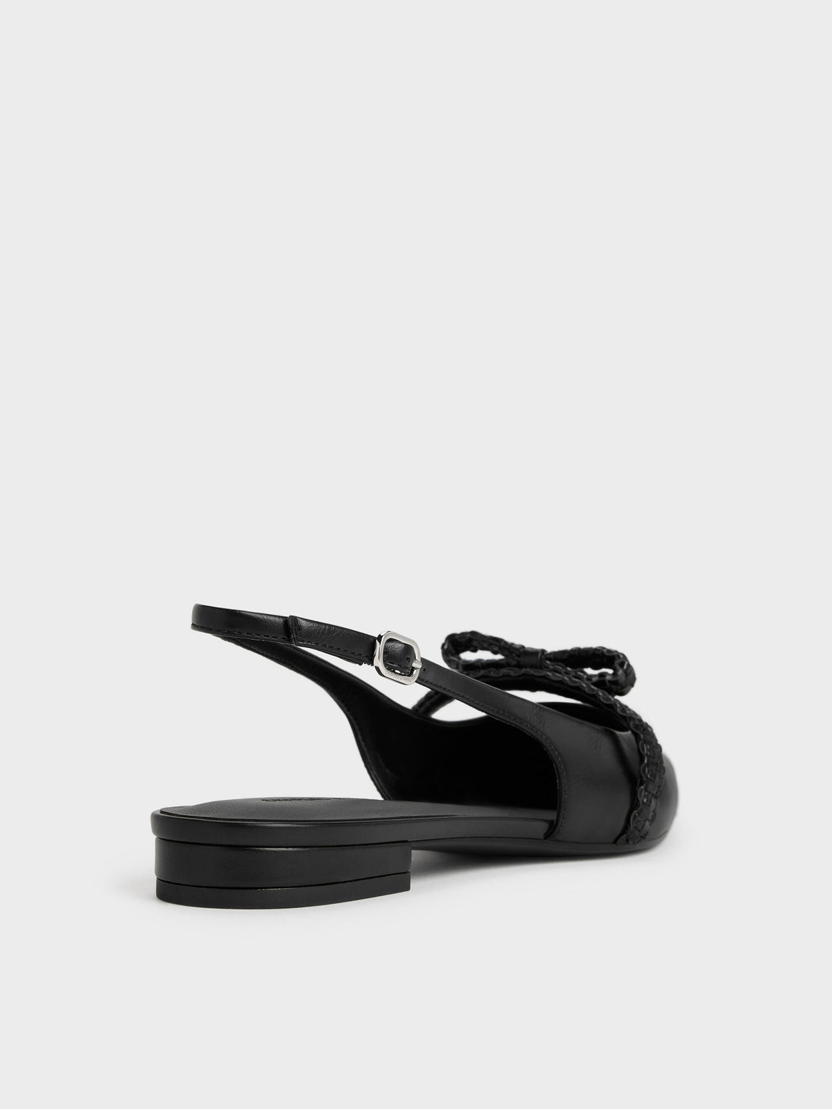 CHARLES & KEITH Best Seller / Kaleen Woven-Bow Slingback Flats - Black