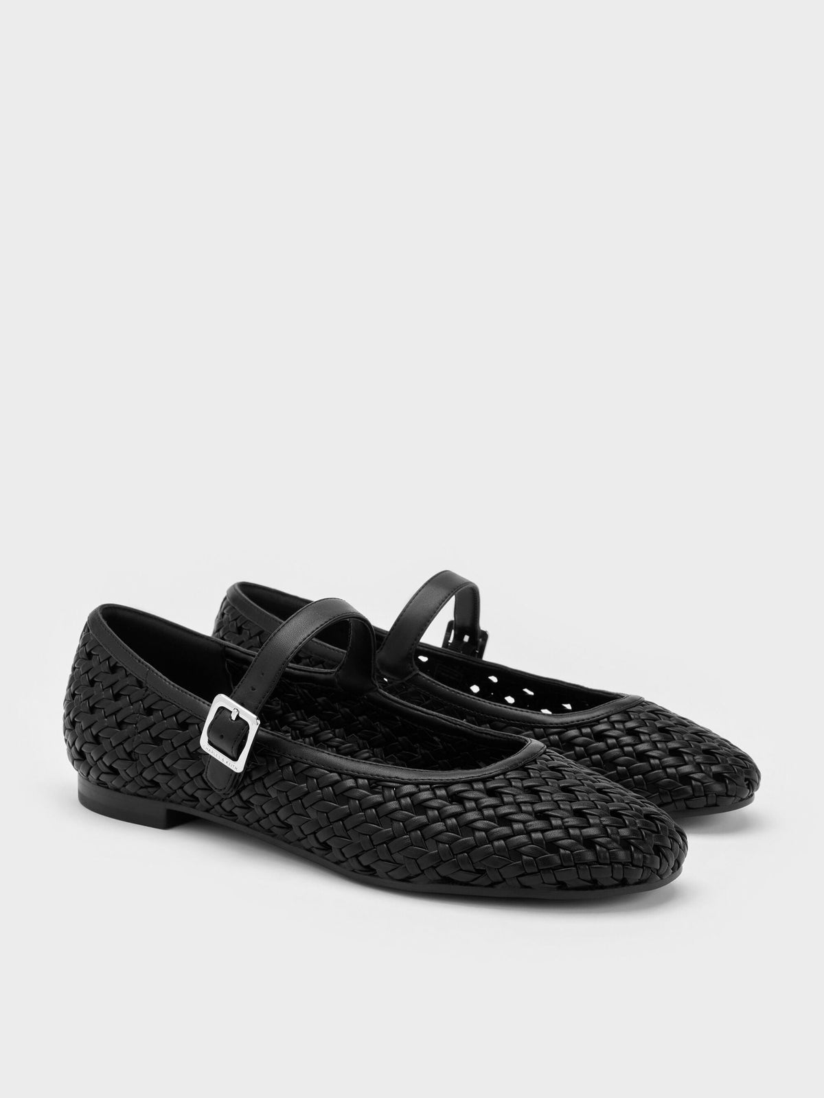 CHARLES & KEITH Classic / Woven Mary Jane Flats - Black