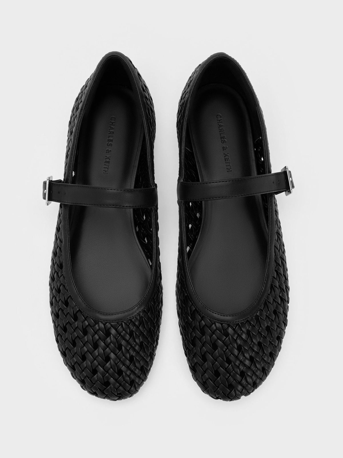 CHARLES & KEITH Classic / Woven Mary Jane Flats - Black