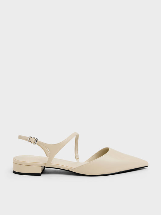 CHARLES & KEITH Customer Favorite / Cordelia Pointed Slingback Flats - Chalk