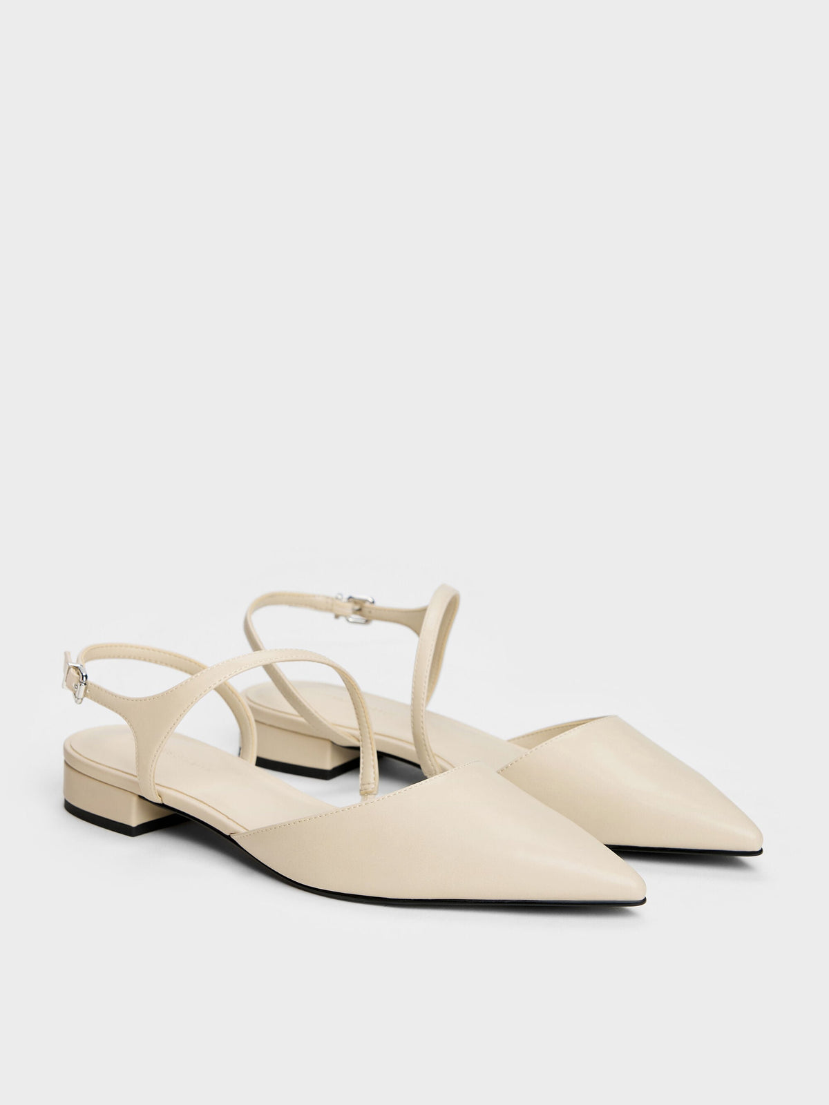 CHARLES & KEITH Customer Favorite / Cordelia Pointed Slingback Flats - Chalk