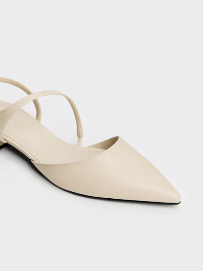 CHARLES & KEITH Customer Favorite / Cordelia Pointed Slingback Flats - Chalk