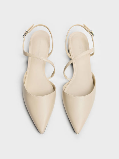 CHARLES & KEITH Customer Favorite / Cordelia Pointed Slingback Flats - Chalk