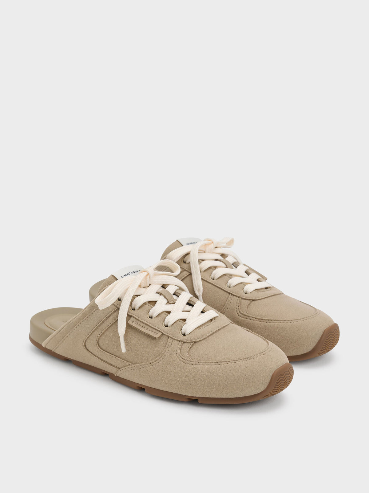 CHARLES & KEITH Trending / Lace-Up Sneaker Mules - Taupe