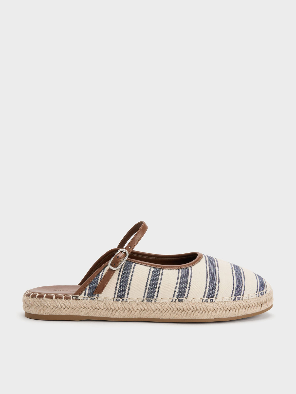 CHARLES & KEITH Deals / Striped Mary Jane Espadrille Mules - Dark Blue
