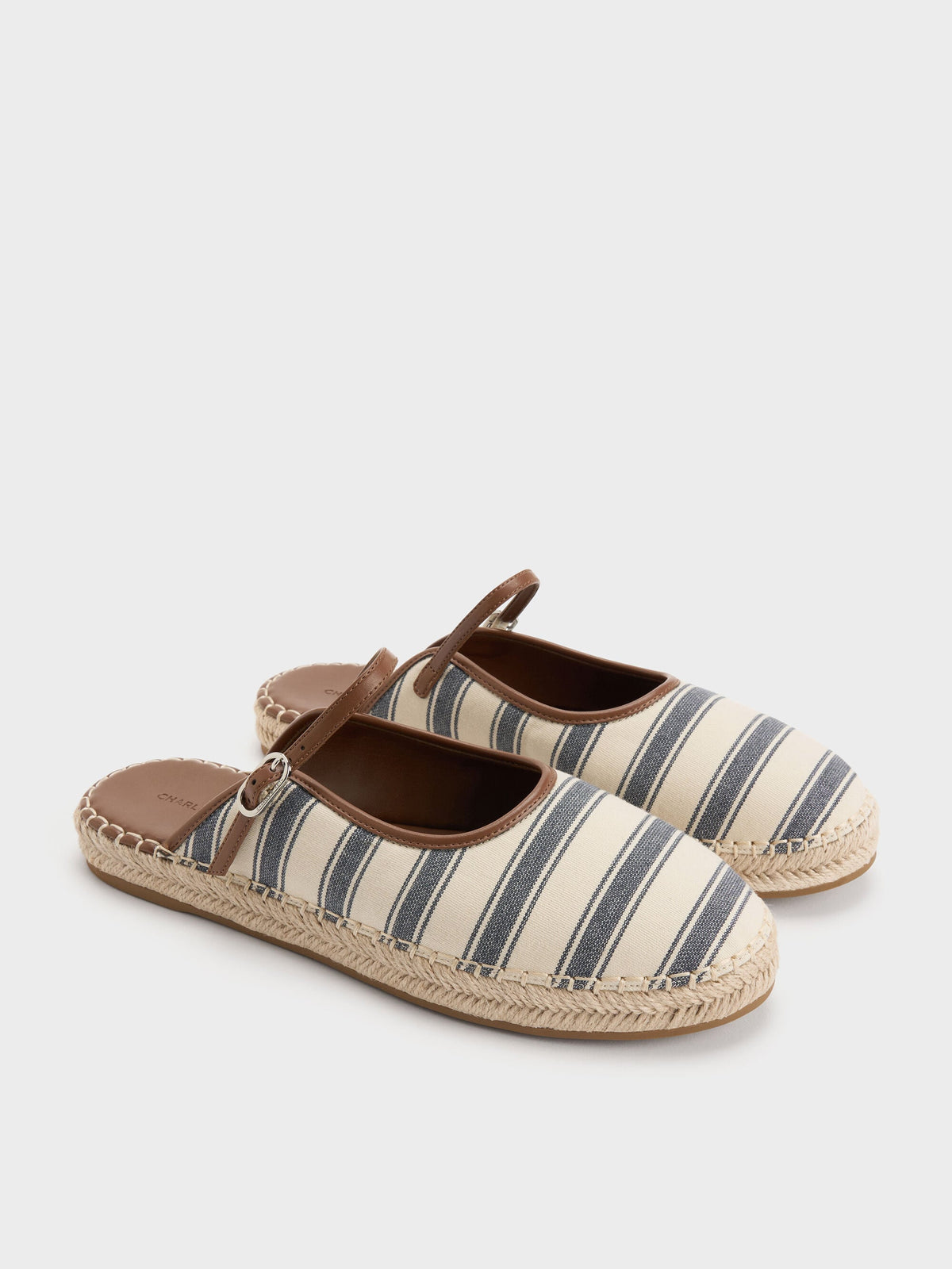 CHARLES & KEITH Deals / Striped Mary Jane Espadrille Mules - Dark Blue