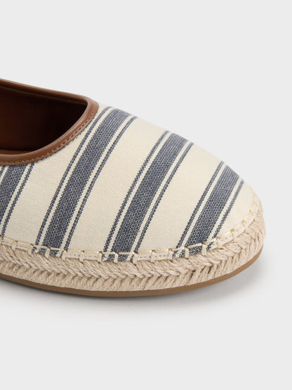 CHARLES & KEITH Deals / Striped Mary Jane Espadrille Mules - Dark Blue