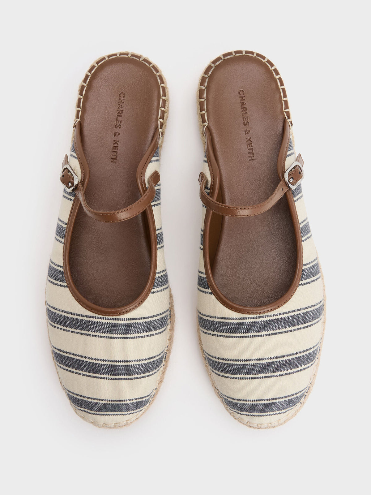 CHARLES & KEITH Deals / Striped Mary Jane Espadrille Mules - Dark Blue