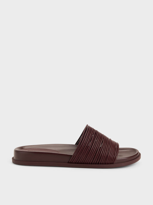 CHARLES & KEITH Essential / Fianna Strappy Slide Sandals - Burgundy