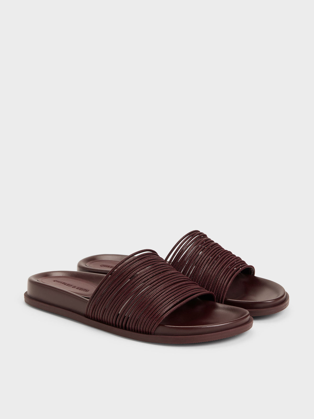CHARLES & KEITH Essential / Fianna Strappy Slide Sandals - Burgundy