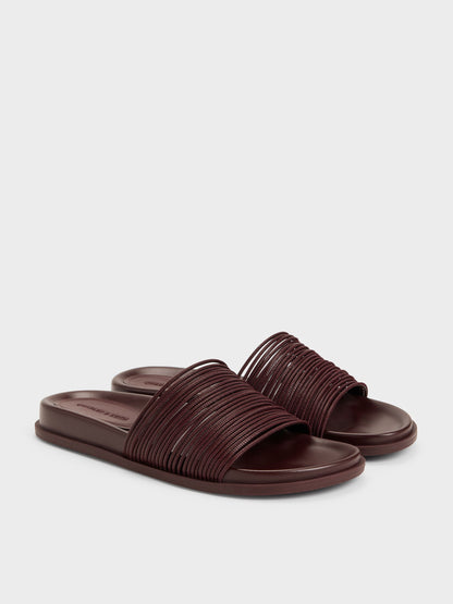 CHARLES & KEITH Essential / Fianna Strappy Slide Sandals - Burgundy