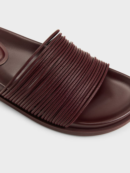 CHARLES & KEITH Essential / Fianna Strappy Slide Sandals - Burgundy