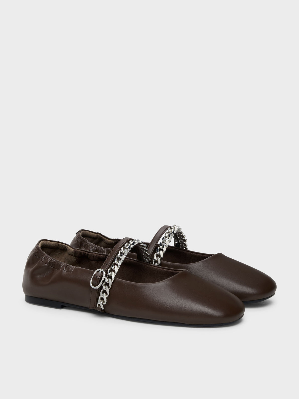 CHARLES & KEITH Best Seller / Georgie Chain Mary Jane Flats - Dark Brown