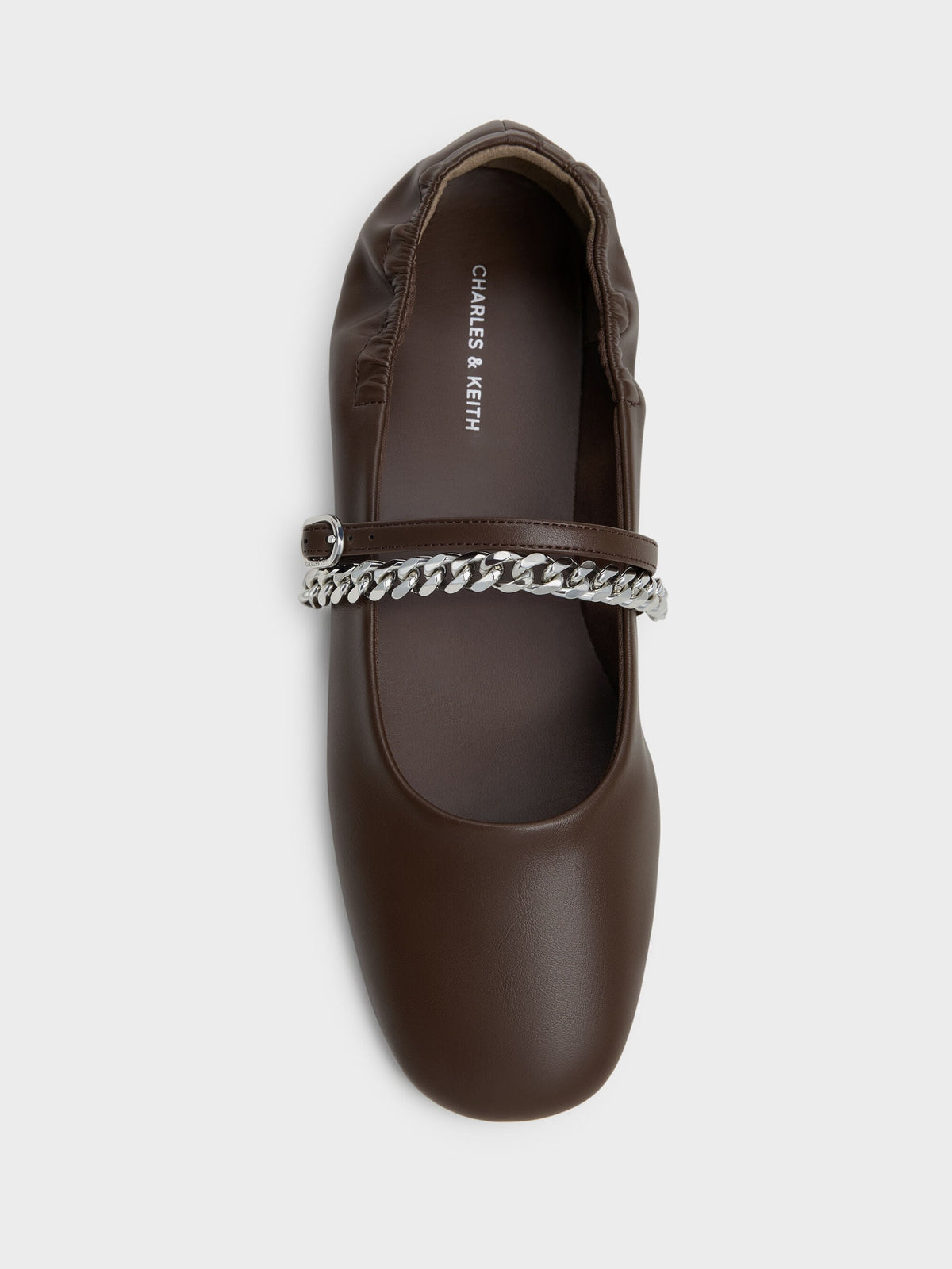 CHARLES & KEITH Best Seller / Georgie Chain Mary Jane Flats - Dark Brown