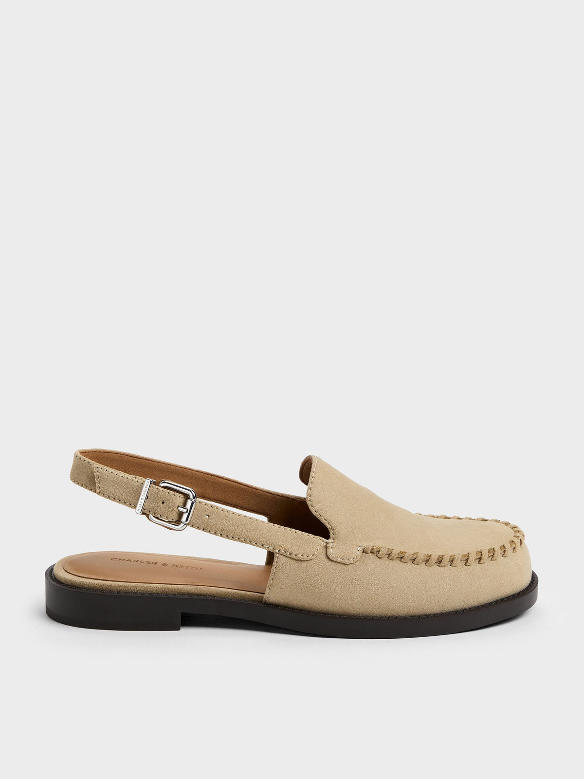 CHARLES & KEITH Premium / Gale Faux Suede Slingback Loafers - Beige