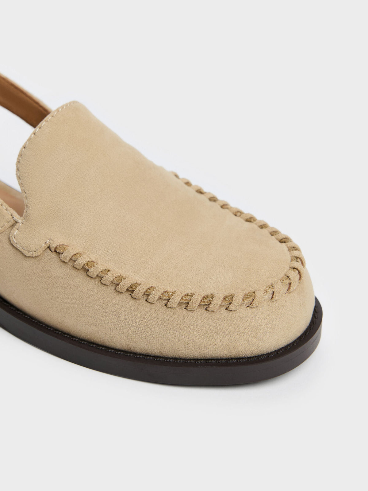CHARLES & KEITH Premium / Gale Faux Suede Slingback Loafers - Beige