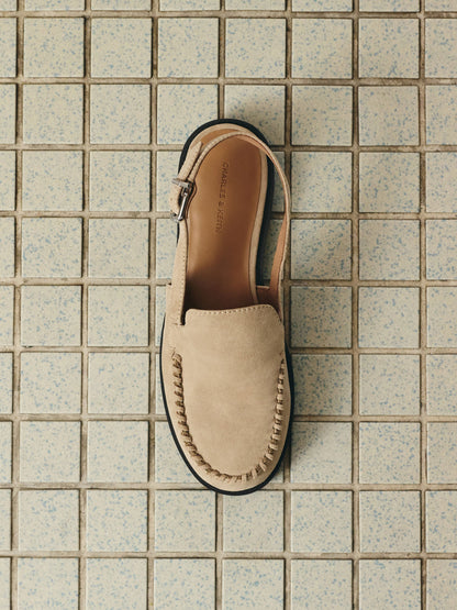 CHARLES & KEITH Premium / Gale Faux Suede Slingback Loafers - Beige