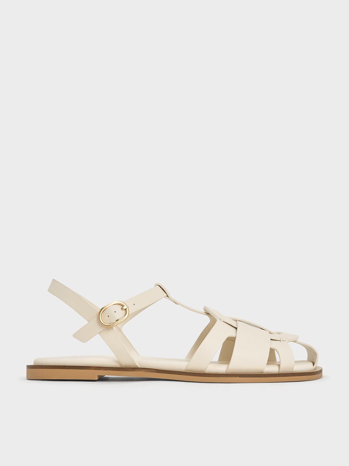 CHARLES & KEITH Customer Favorite / Easley T-Bar Caged Sandals - Chalk