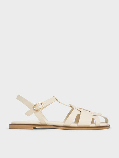 CHARLES & KEITH Customer Favorite / Easley T-Bar Caged Sandals - Chalk