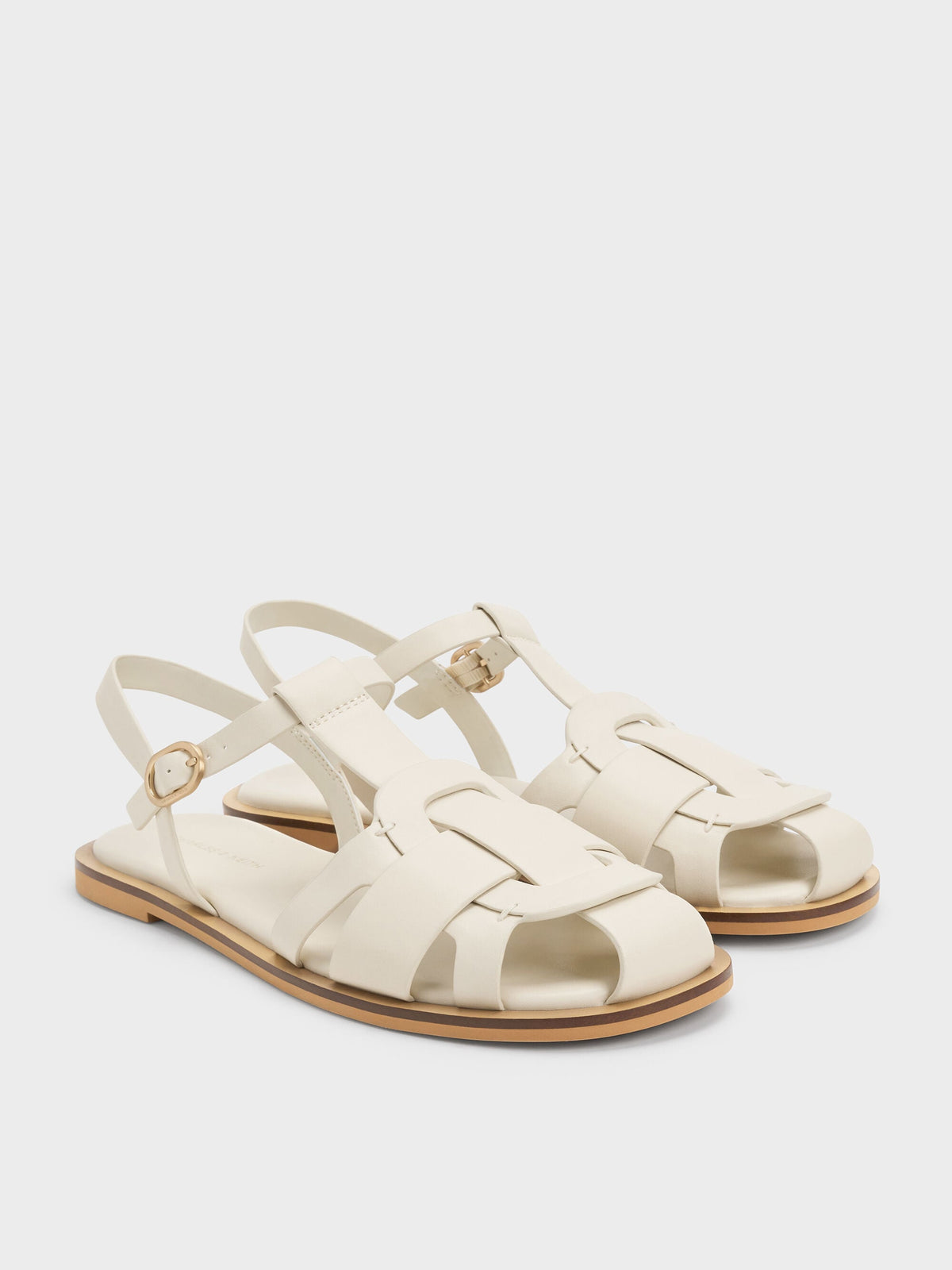 CHARLES & KEITH Customer Favorite / Easley T-Bar Caged Sandals - Chalk