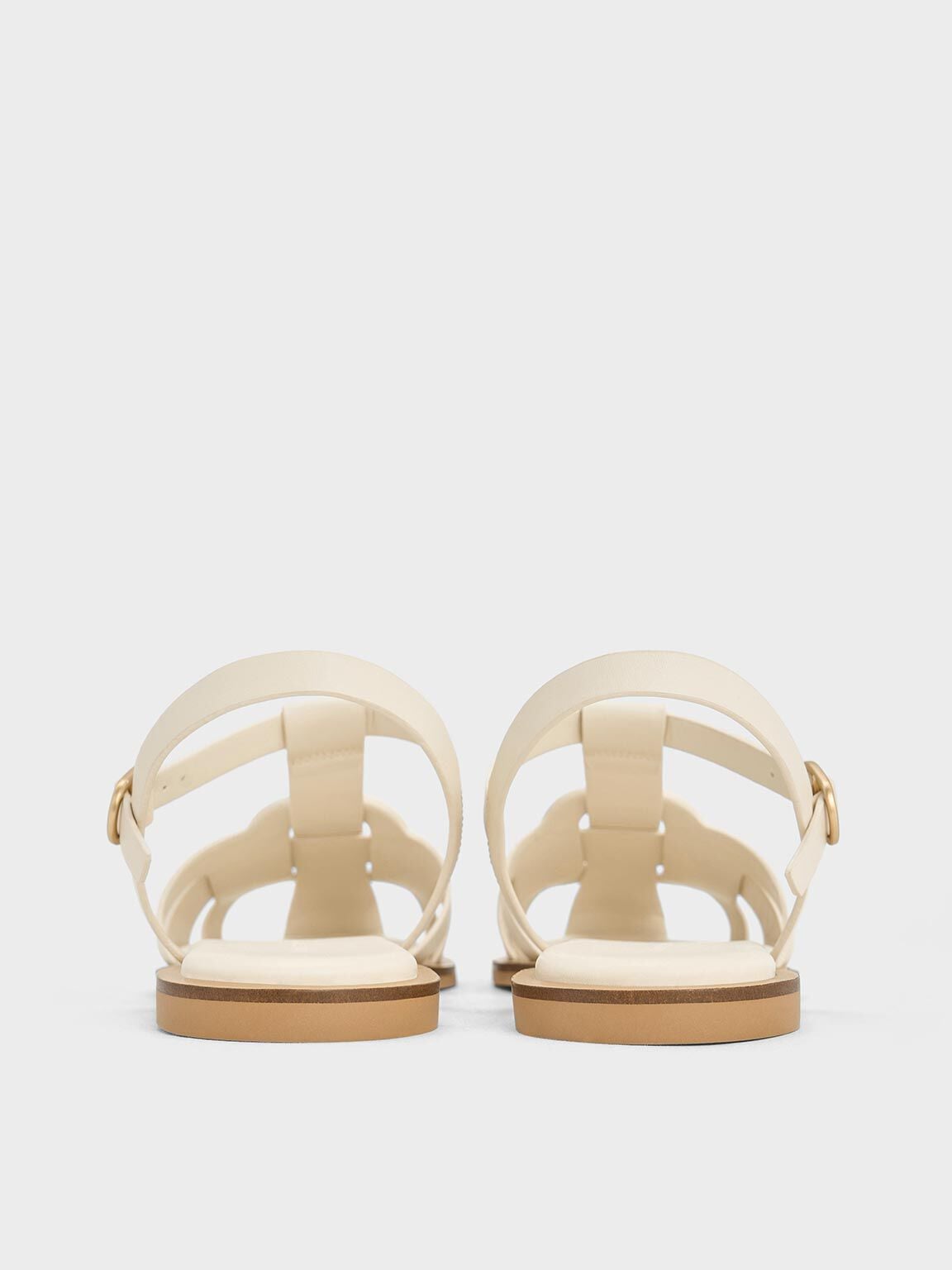CHARLES & KEITH Customer Favorite / Easley T-Bar Caged Sandals - Chalk