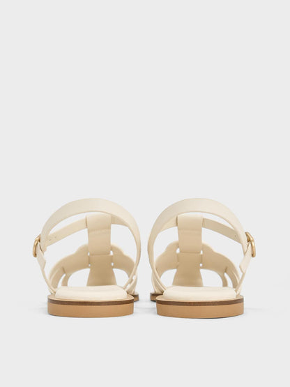 CHARLES & KEITH Customer Favorite / Easley T-Bar Caged Sandals - Chalk