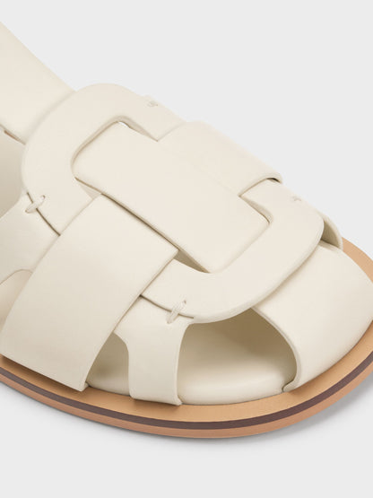 CHARLES & KEITH Customer Favorite / Easley T-Bar Caged Sandals - Chalk