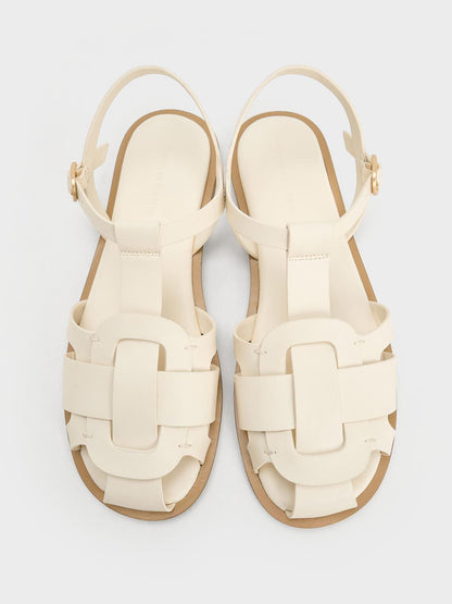 CHARLES & KEITH Customer Favorite / Easley T-Bar Caged Sandals - Chalk