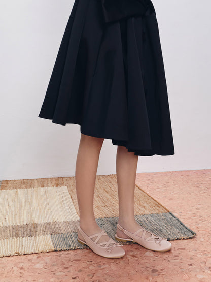 CHARLES & KEITH Best Seller / Satin Crossover Slingback Ballet Flats - Light Pink