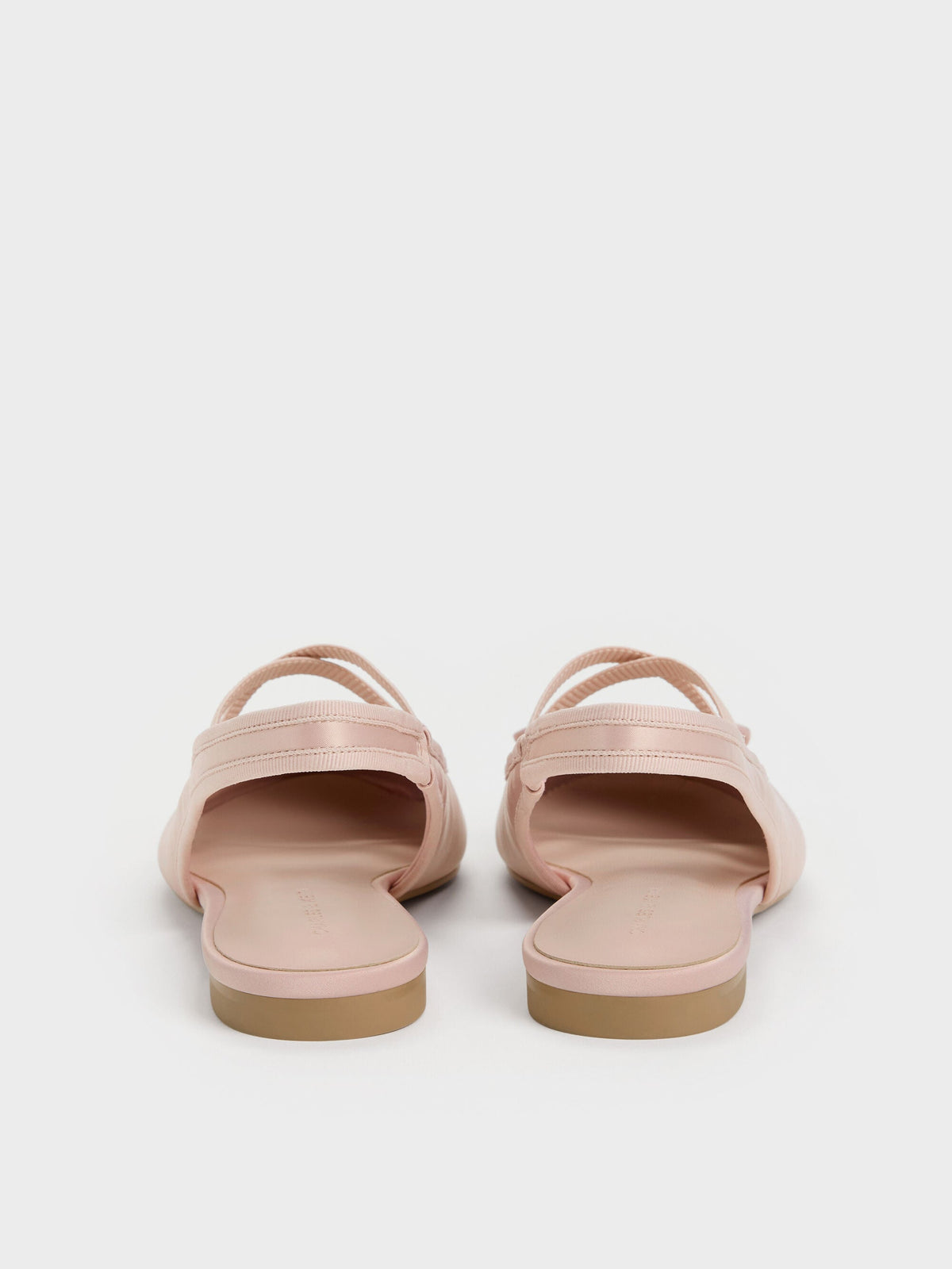 CHARLES & KEITH Best Seller / Satin Crossover Slingback Ballet Flats - Light Pink