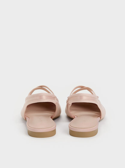 CHARLES & KEITH Best Seller / Satin Crossover Slingback Ballet Flats - Light Pink