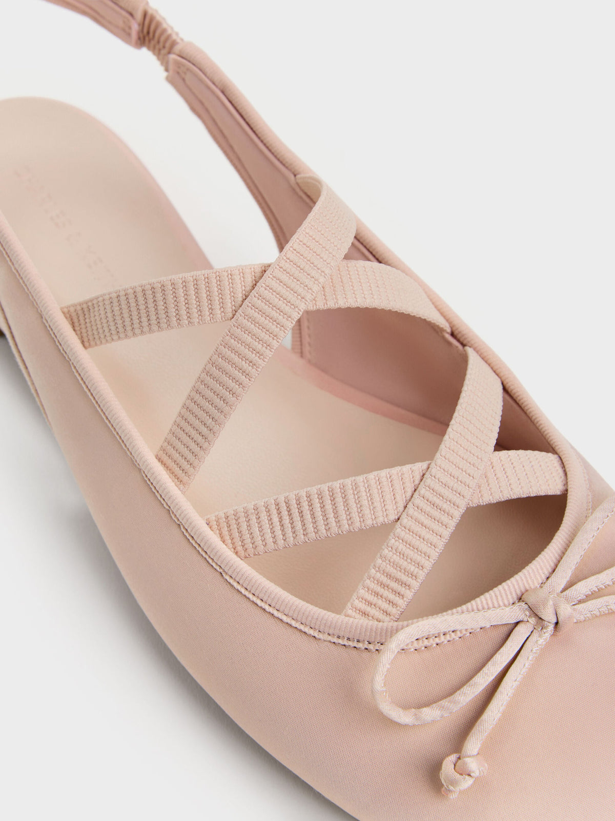 CHARLES & KEITH Best Seller / Satin Crossover Slingback Ballet Flats - Light Pink