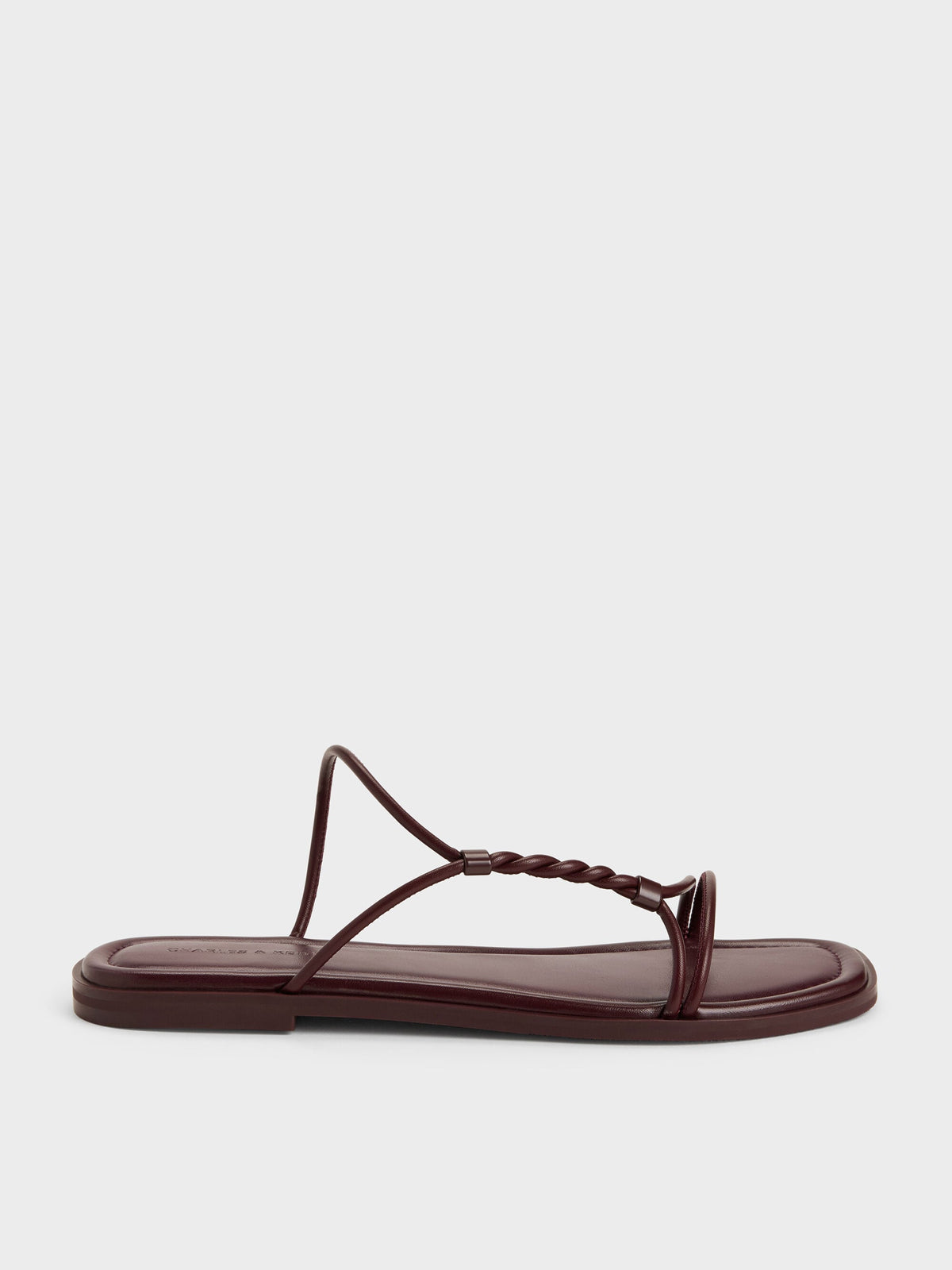 CHARLES & KEITH Hot Sale / Fianna Twist-Strap Slide Sandals - Burgundy
