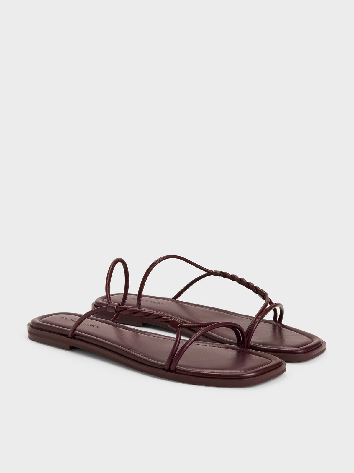 CHARLES & KEITH Hot Sale / Fianna Twist-Strap Slide Sandals - Burgundy