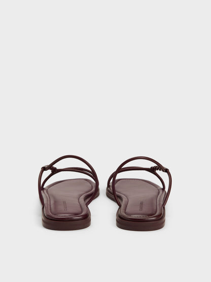 CHARLES & KEITH Hot Sale / Fianna Twist-Strap Slide Sandals - Burgundy